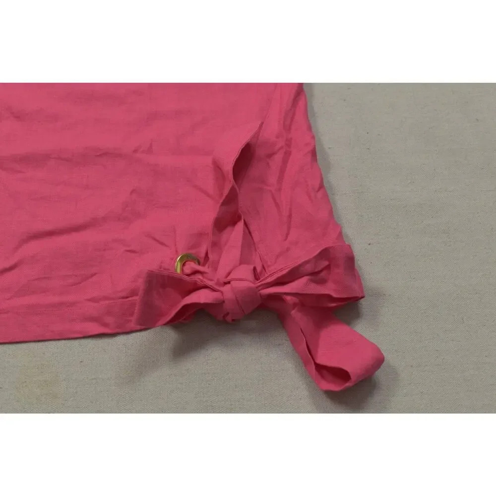 Michael Kors Women Plus 3X Pink Linen Blend V-Neck Side Tie Short Sleeve Blouse